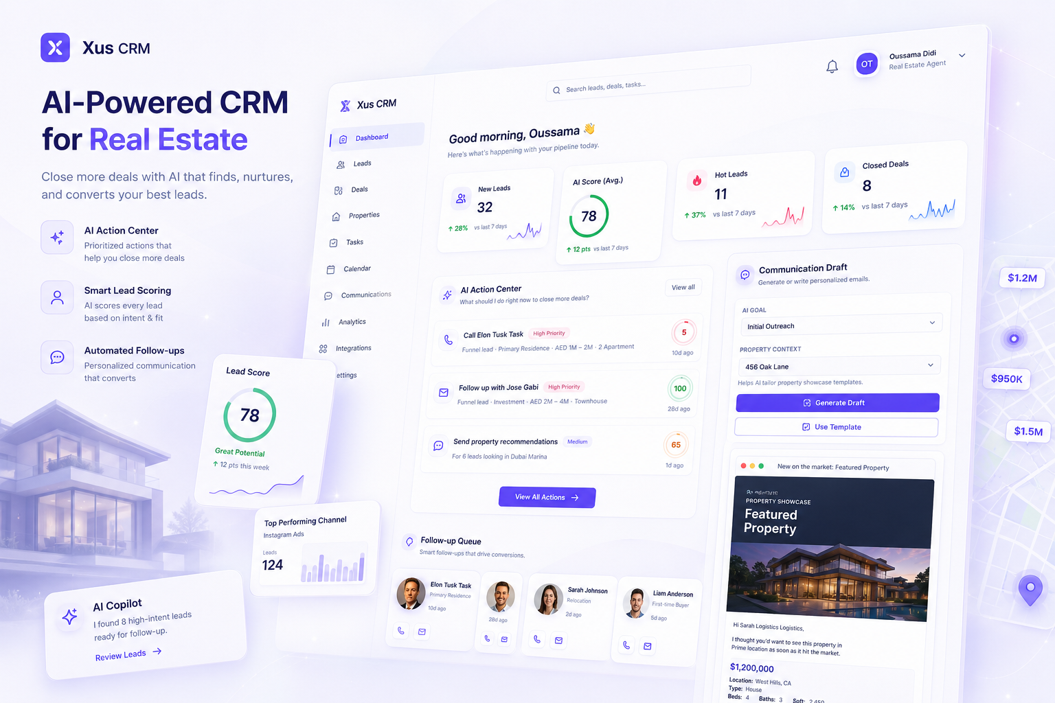 Xus CRM dashboard visual